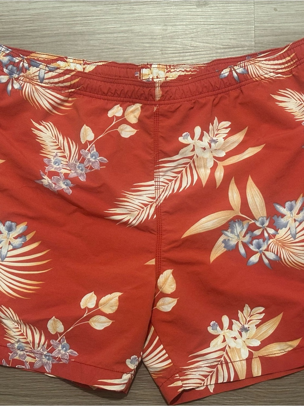 Tommy Bahama Relax Mens XL Coral Orange Hawaiian Floral Swim Trunks